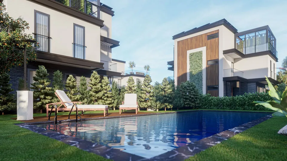 Kızılelma Sarımeşe — havuz ve villa