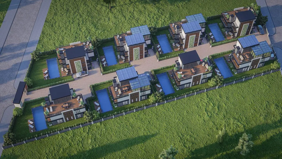 Kızılelma Sarımeşe — kuşbakışı yerleşim
