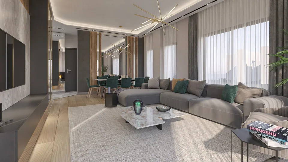 Kızılelma Sarımeşe — salon ve TV ünitesi