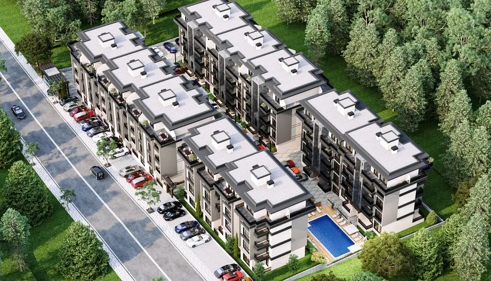 Serenity Town — kuşbakışı yerleşim görünümü