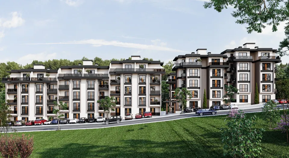 Serenity Town — yeşil alandan blok görünümü