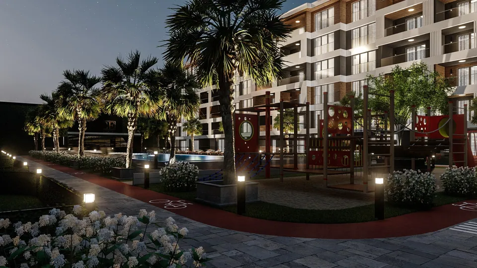 Terrace Yk — akşam, çocuk oyun alanı