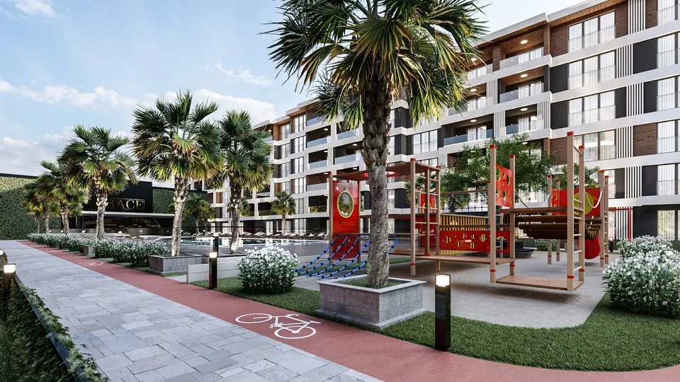 Terrace Yk — çocuk oyun alanı ve bisiklet yolu