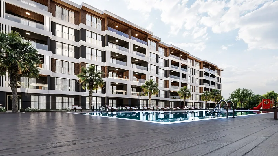 Terrace Yk — havuz alanı ve bloklar
